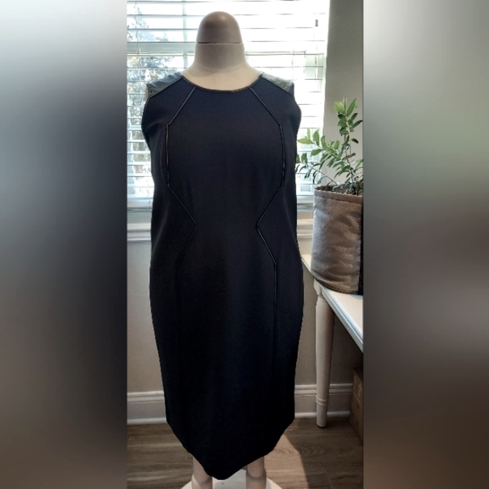 MYNT 1792 Black Sleeveless Dress w/ Faux Leather Trim